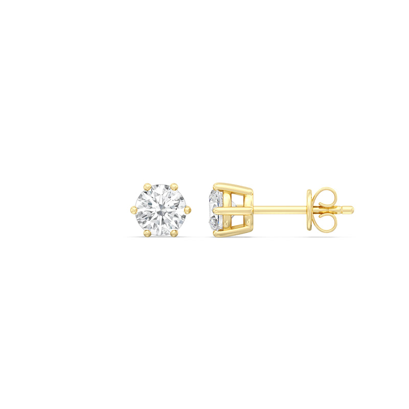 Six Prong Round Stud Earrings