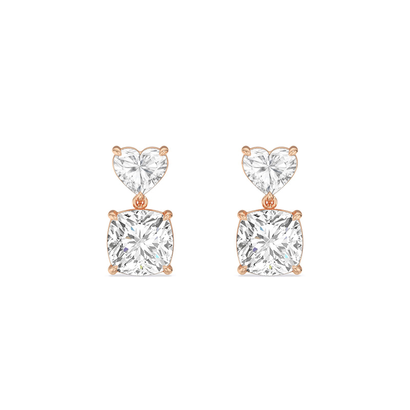 Elegance Heart and Cushion Drop Studs