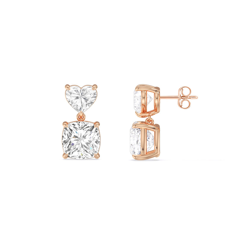 Elegance Heart and Cushion Drop Studs