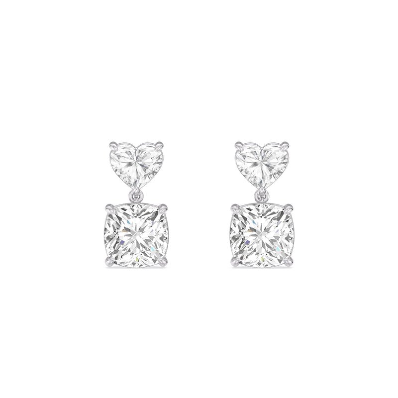 Elegance Heart and Cushion Drop Studs