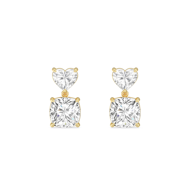 Elegance Heart and Cushion Drop Studs