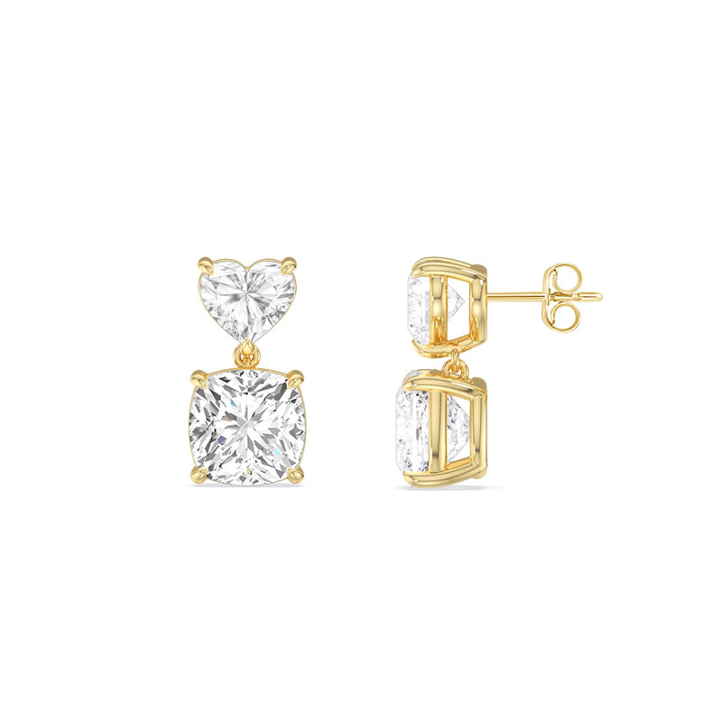 Elegance Heart and Cushion Drop Studs