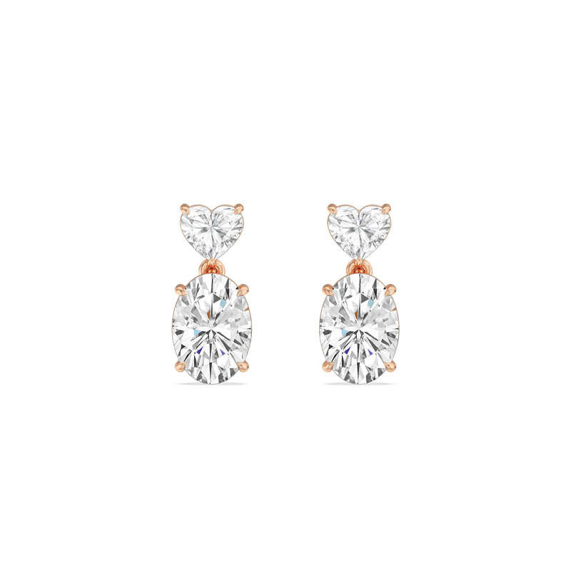 Elegance Heart and Oval Drop Studs