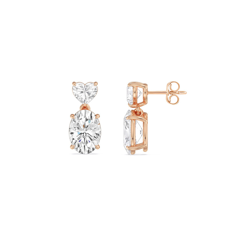 Elegance Heart and Oval Drop Studs