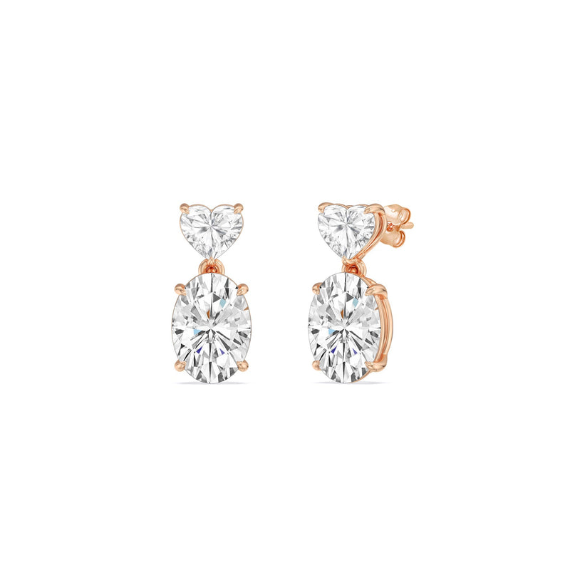 Elegance Heart and Oval Drop Studs