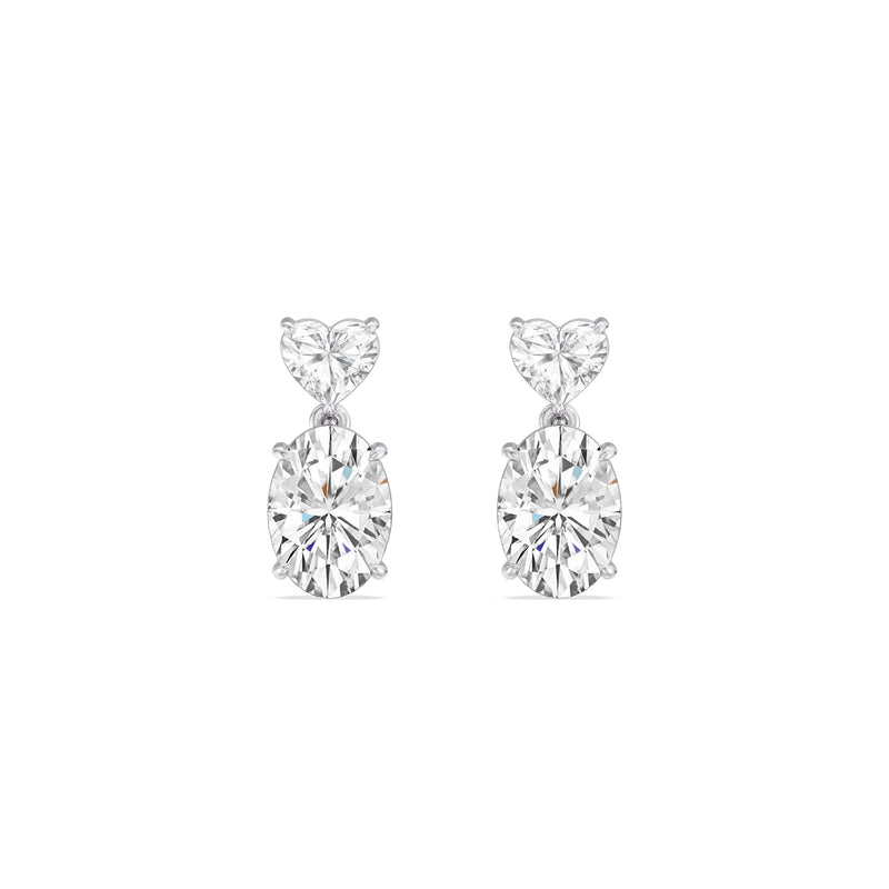 Elegance Heart and Oval Drop Studs
