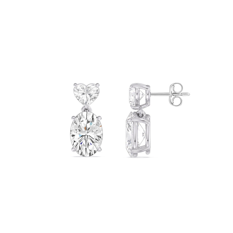 Elegance Heart and Oval Drop Studs