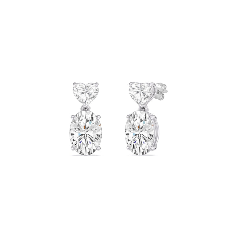 Elegance Heart and Oval Drop Studs
