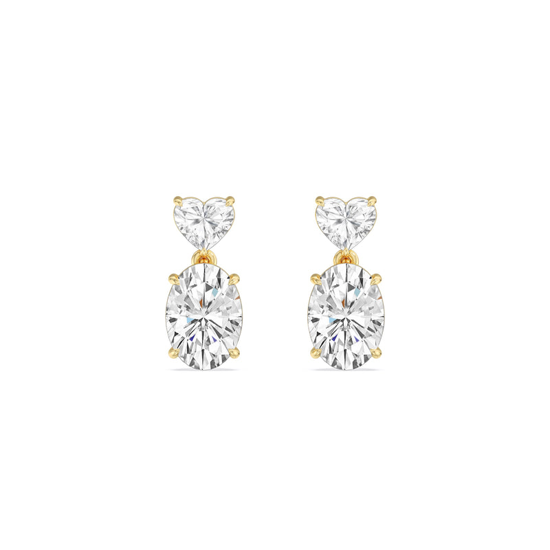 Elegance Heart and Oval Drop Studs
