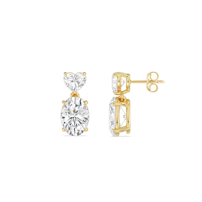 Elegance Heart and Oval Drop Studs