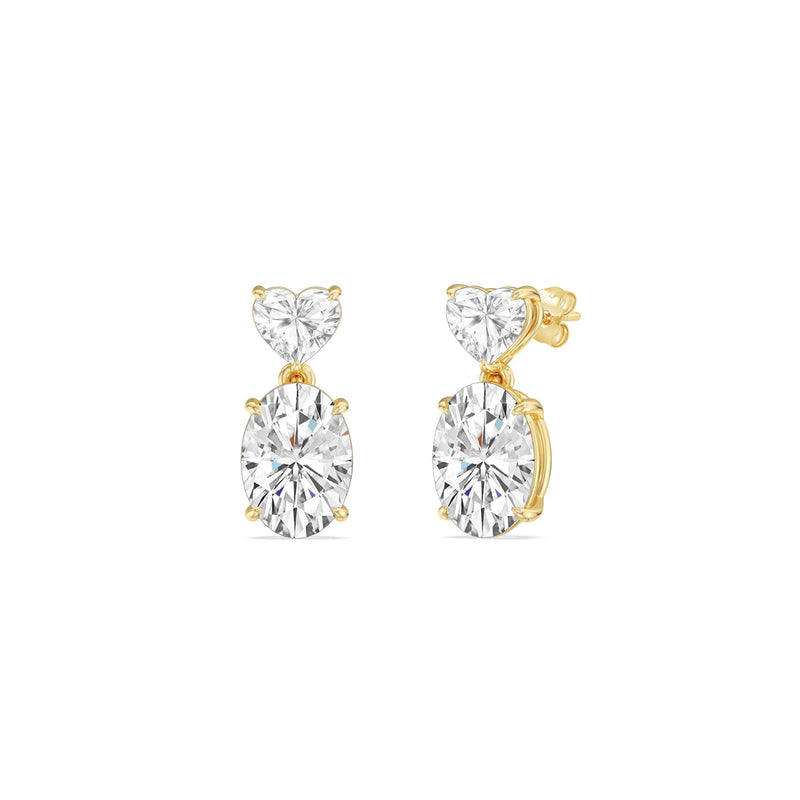 Elegance Heart and Oval Drop Studs