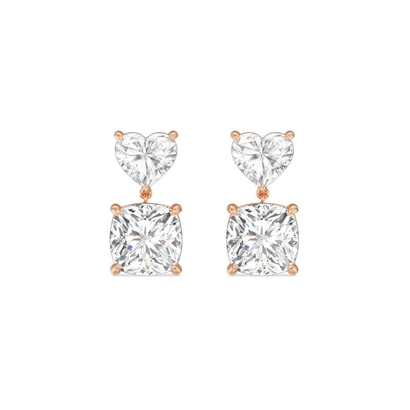 Elegance Heart and Cushion Drop Studs
