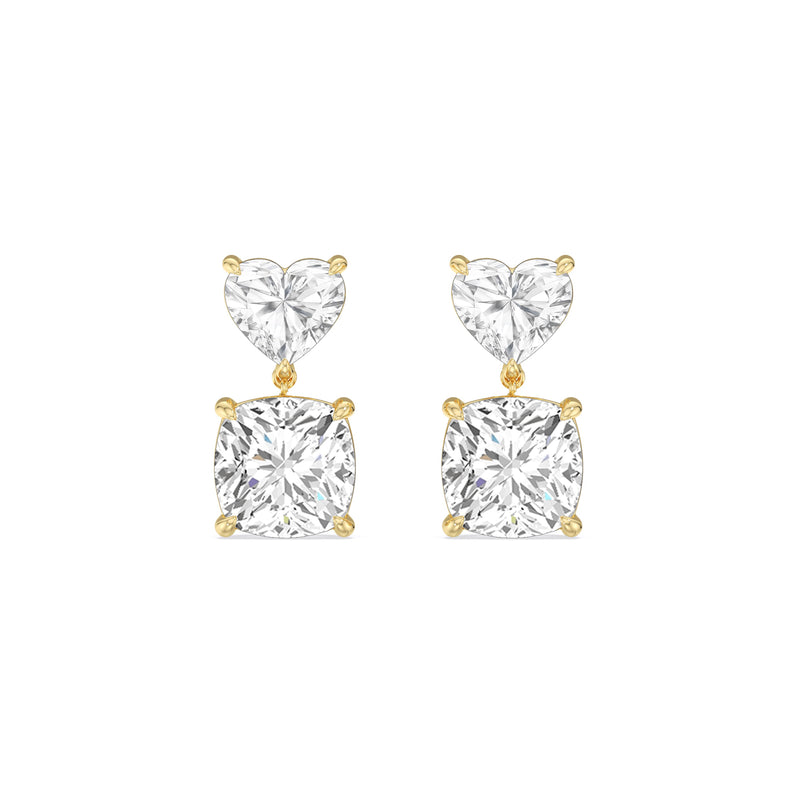 Elegance Heart and Cushion Drop Studs