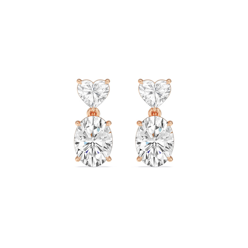 Elegance Heart and Oval Drop Studs