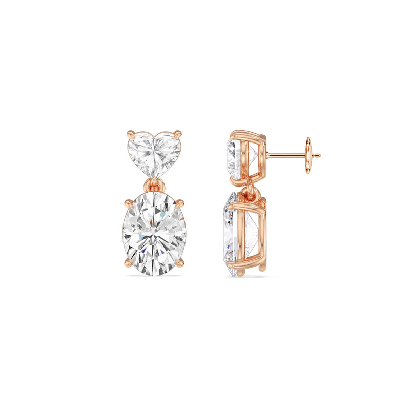 Elegance Heart and Oval Drop Studs