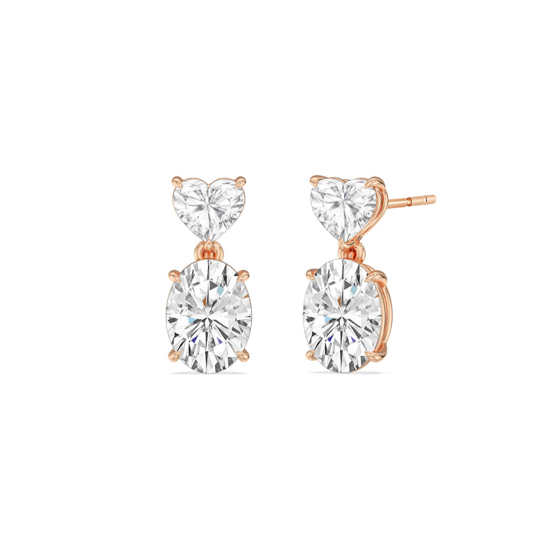 Elegance Heart and Oval Drop Studs