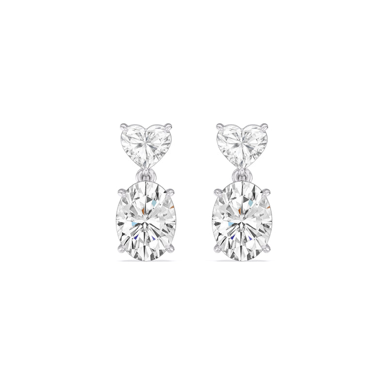 Elegance Heart and Oval Drop Studs