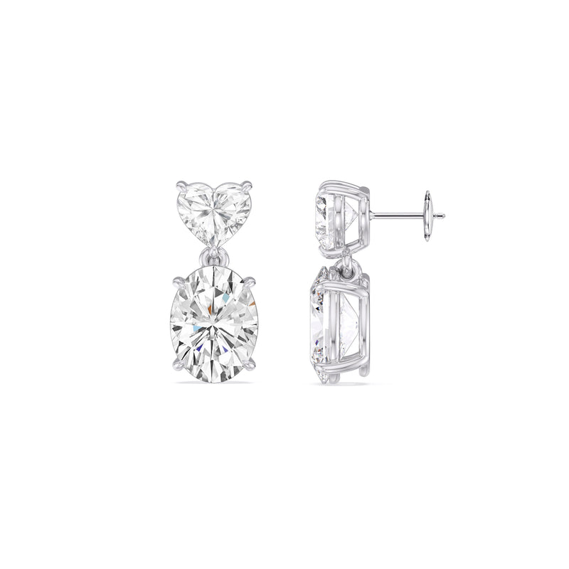 Elegance Heart and Oval Drop Studs