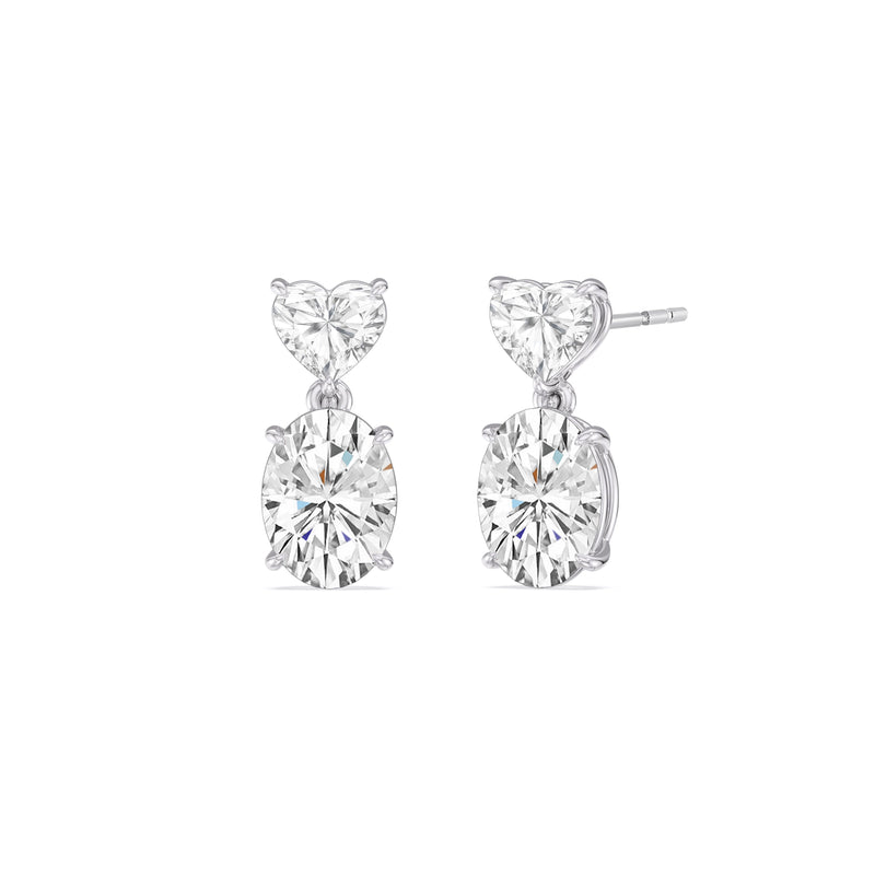 Elegance Heart and Oval Drop Studs