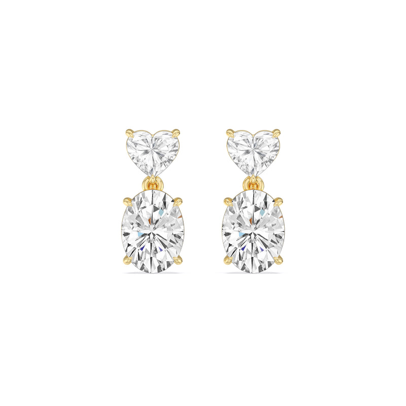 Elegance Heart and Oval Drop Studs