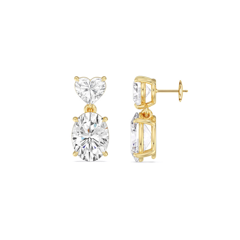 Elegance Heart and Oval Drop Studs