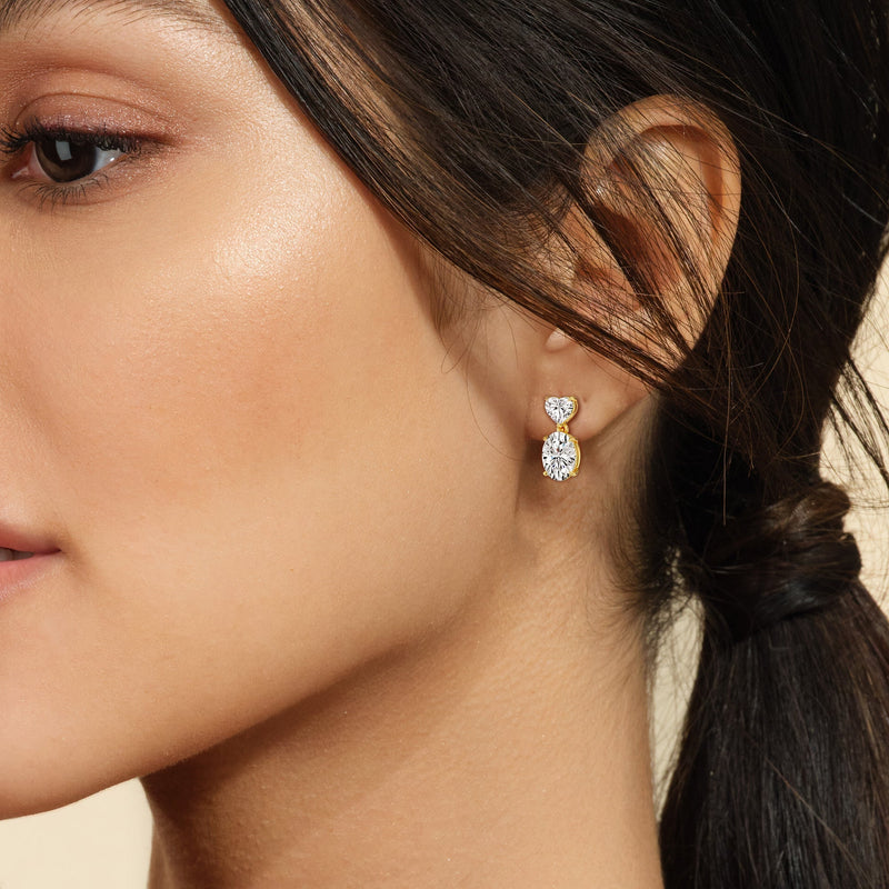 Elegance Heart and Oval Drop Studs