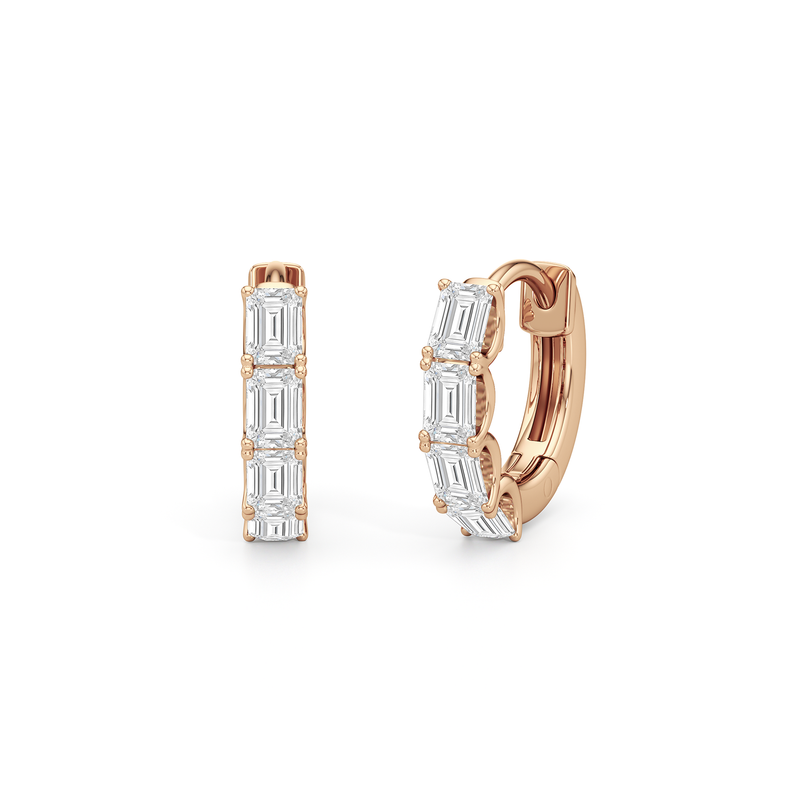Emerald Cut Huggie Earrings