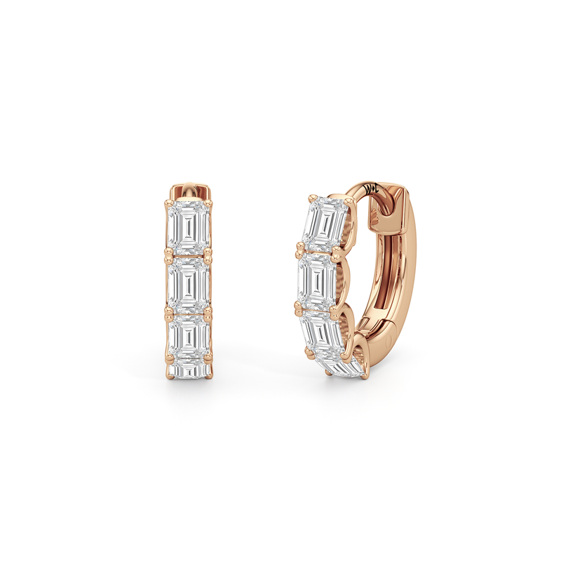 Emerald Cut Huggie Earrings