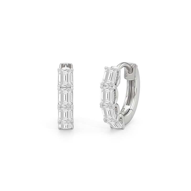 Emerald Cut Huggie Earrings