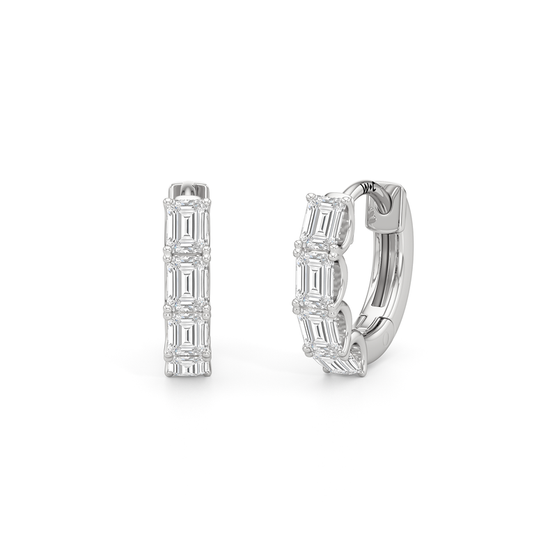 Emerald Cut Huggie Earrings