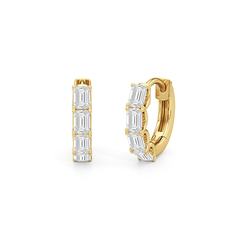 Emerald Cut Huggie Earrings