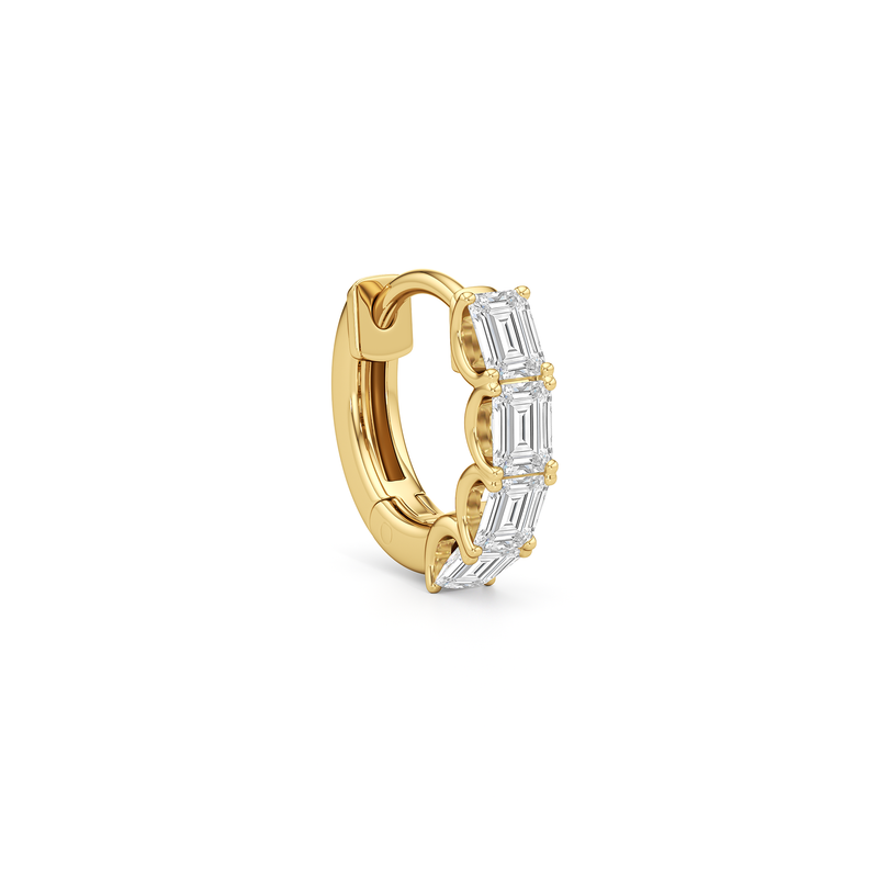 Emerald Cut Huggie Earrings