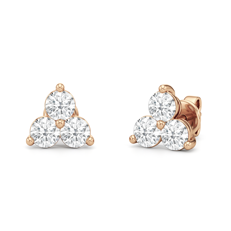 Classic Three Stone Cluster Diamond Earrings