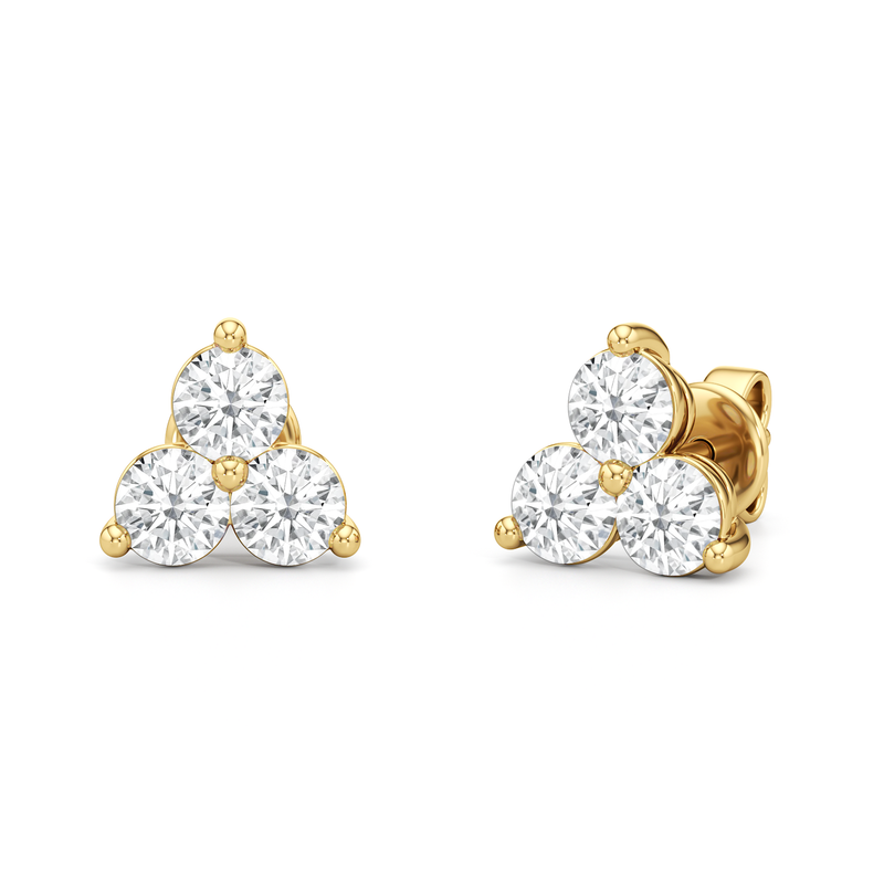 Classic Three Stone Cluster Diamond Earrings