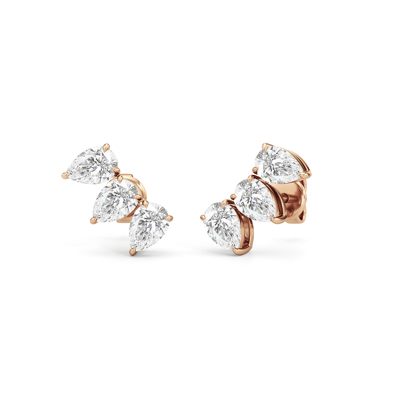 Trilogy Pear Cut Climber Earrings
