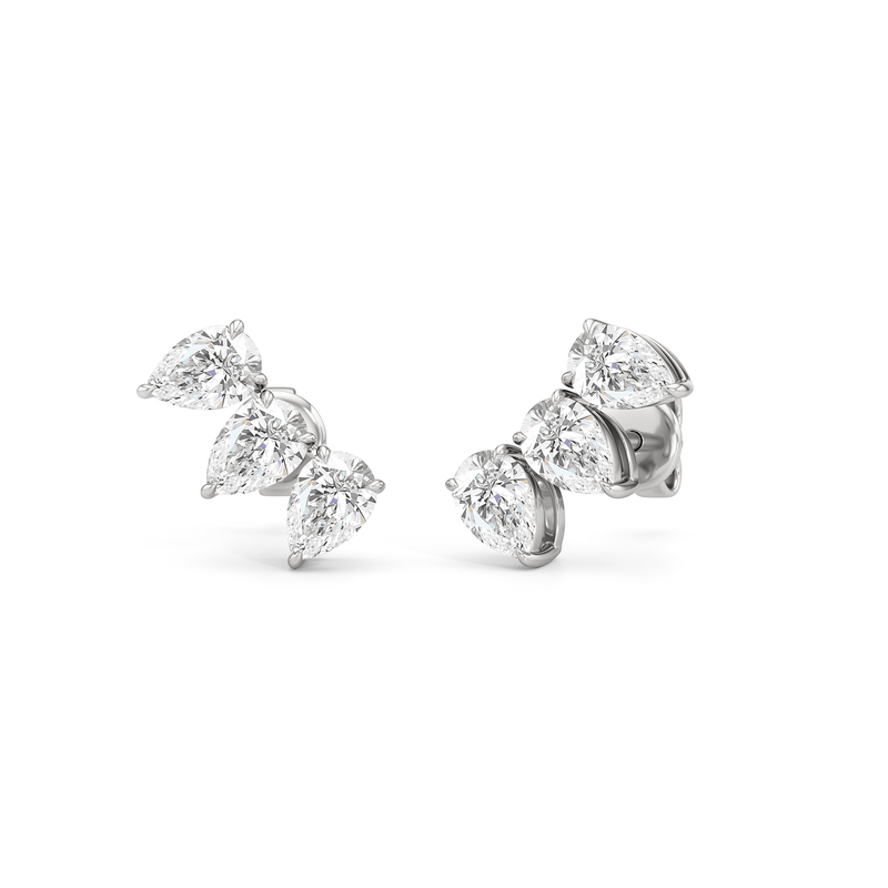 Trilogy Pear Cut Climber Earrings