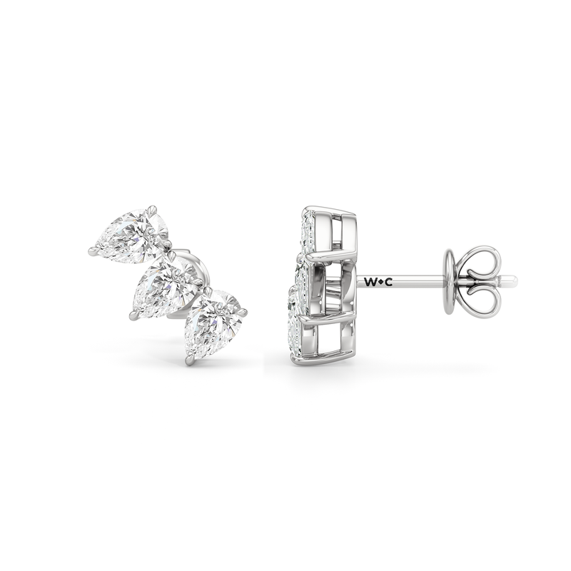 Trilogy Pear Cut Climber Earrings