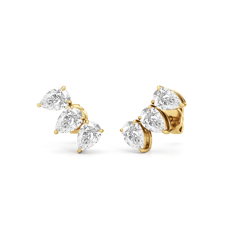 Trilogy Pear Cut Climber Earrings