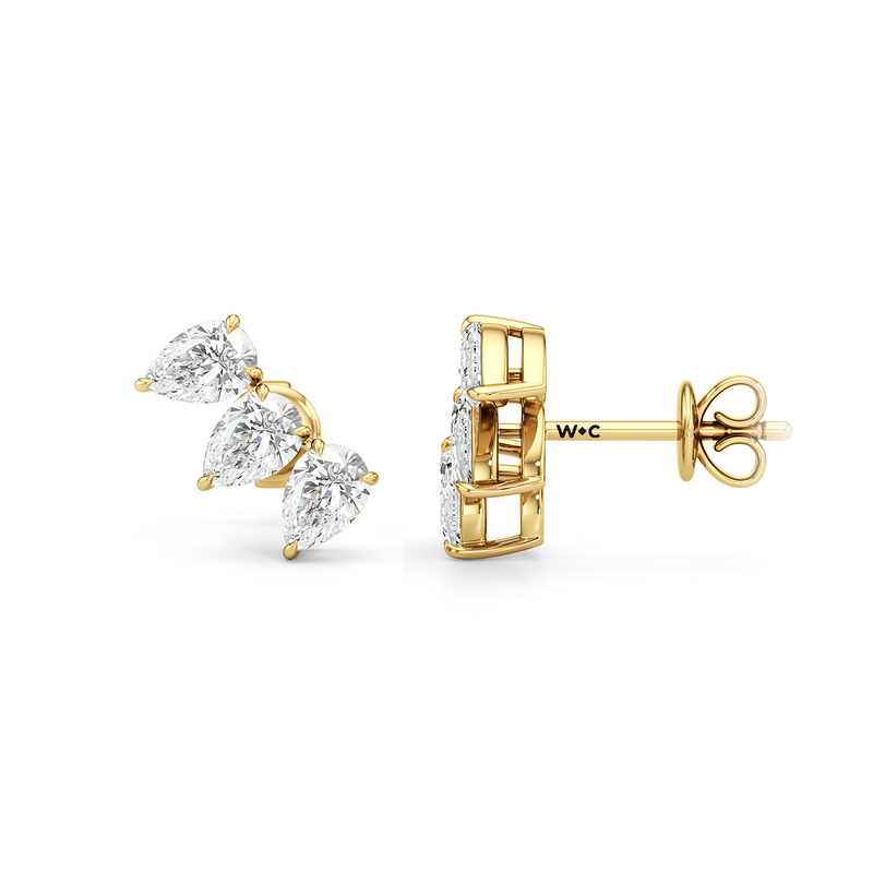 Trilogy Pear Cut Climber Earrings