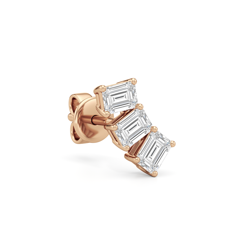 Trilogy Emerald Cut Climber Earrings