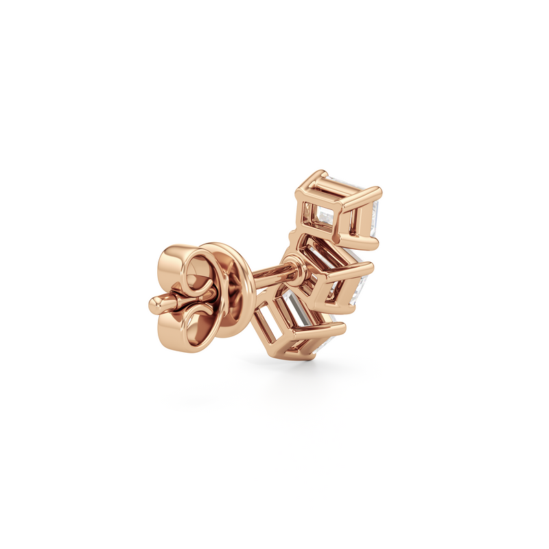 Trilogy Emerald Cut Climber Earrings