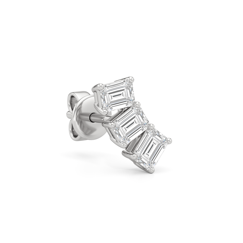 Trilogy Emerald Cut Climber Earrings