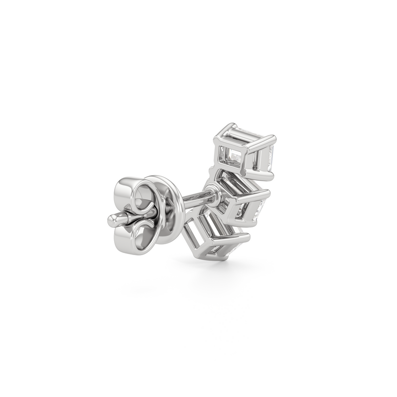 Trilogy Emerald Cut Climber Earrings