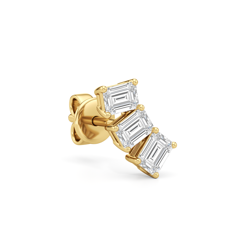 Trilogy Emerald Cut Climber Earrings