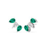 Trilogy Pear Cut Diamond and Created Emerald Climber Earrings