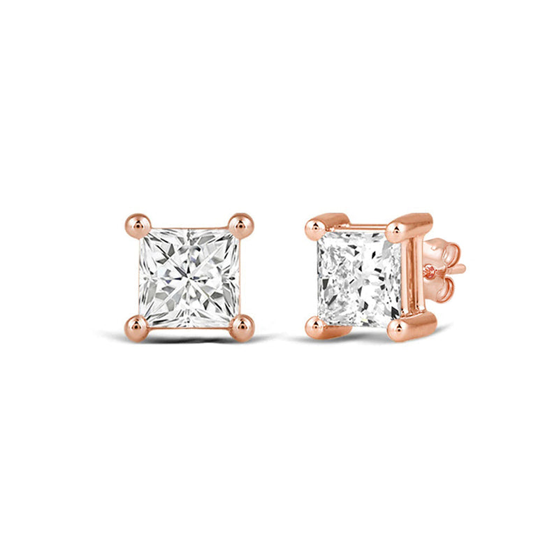 Classic Princess Brilliant Cut Diamond Martini Stud Earrings (F/G VS+)