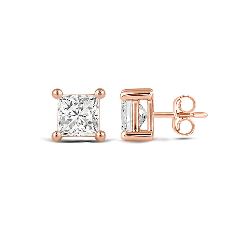 Classic Princess Brilliant Cut Diamond Martini Stud Earrings (F/G VS+)
