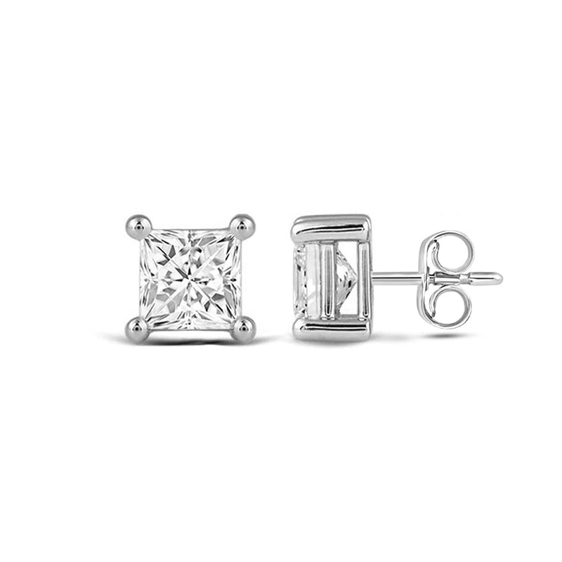 Classic Princess Brilliant Cut Diamond Martini Stud Earrings (F/G VS+)