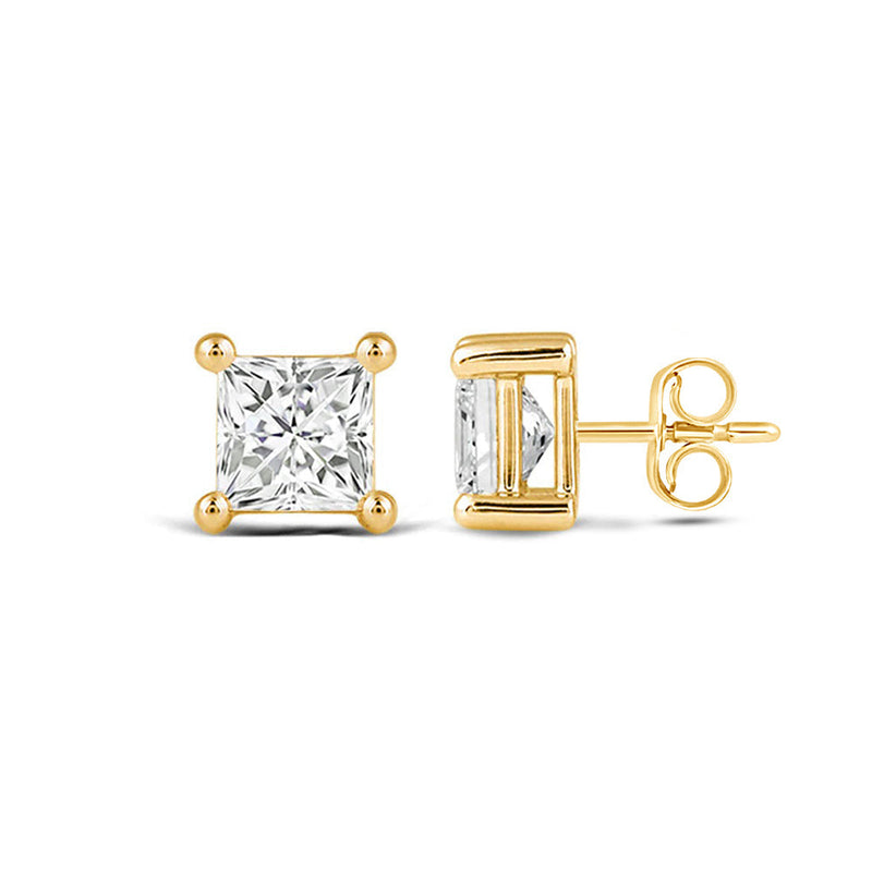 Classic Princess Brilliant Cut Diamond Martini Stud Earrings (F/G VS+)