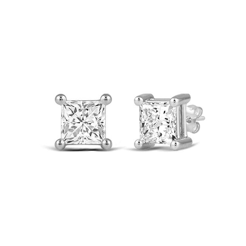 Classic Princess Brilliant Cut Diamond Martini Stud Earrings (F/G VS+)